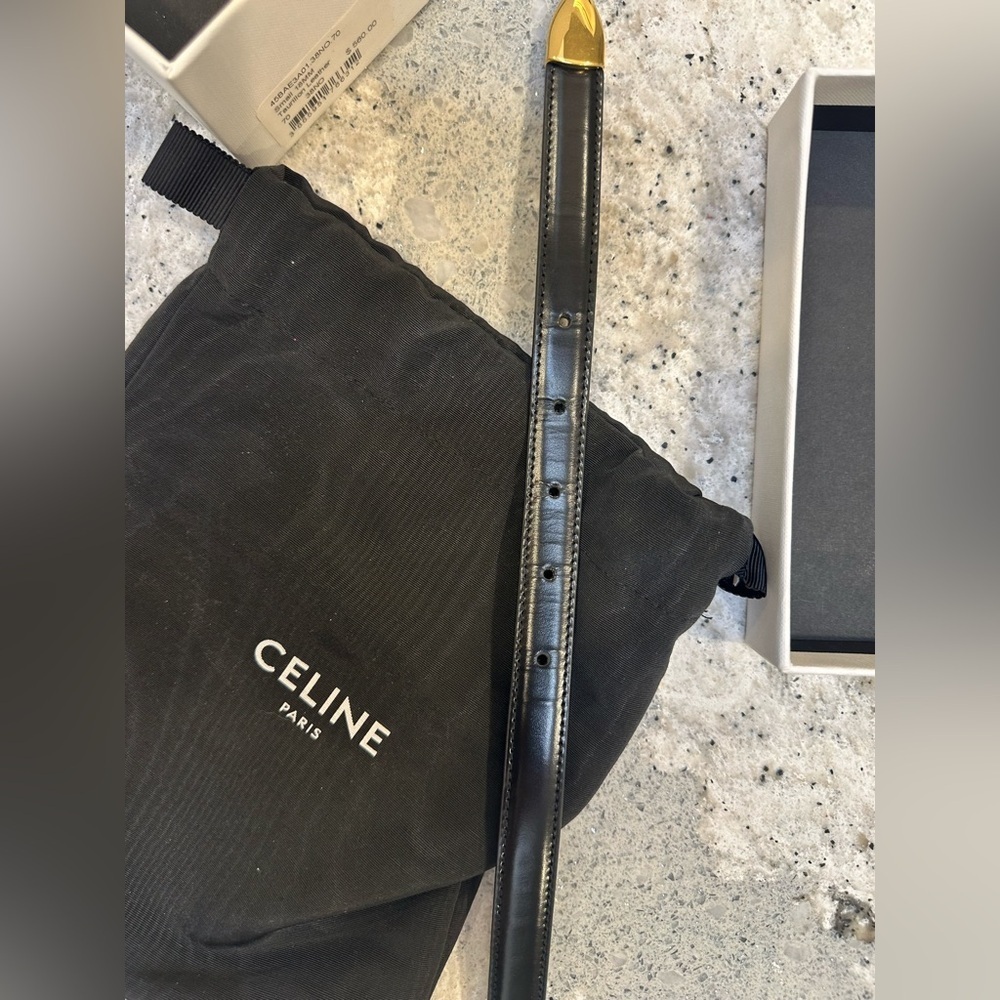 Celine SMALL 18MM WESTERN BELT IN TAURILLON LEATHER Size 70 - Picture 10 of 16
